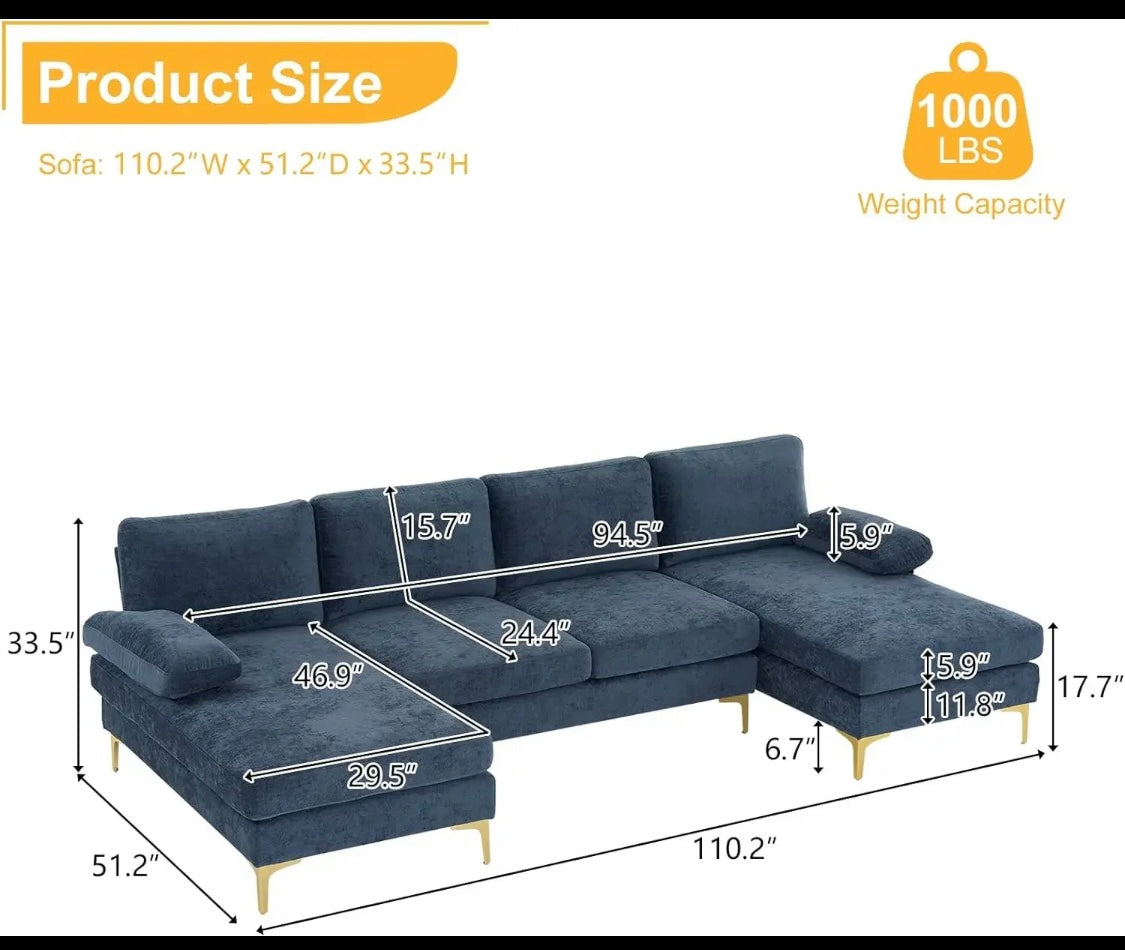 Modular, U shaped, sectional sofa